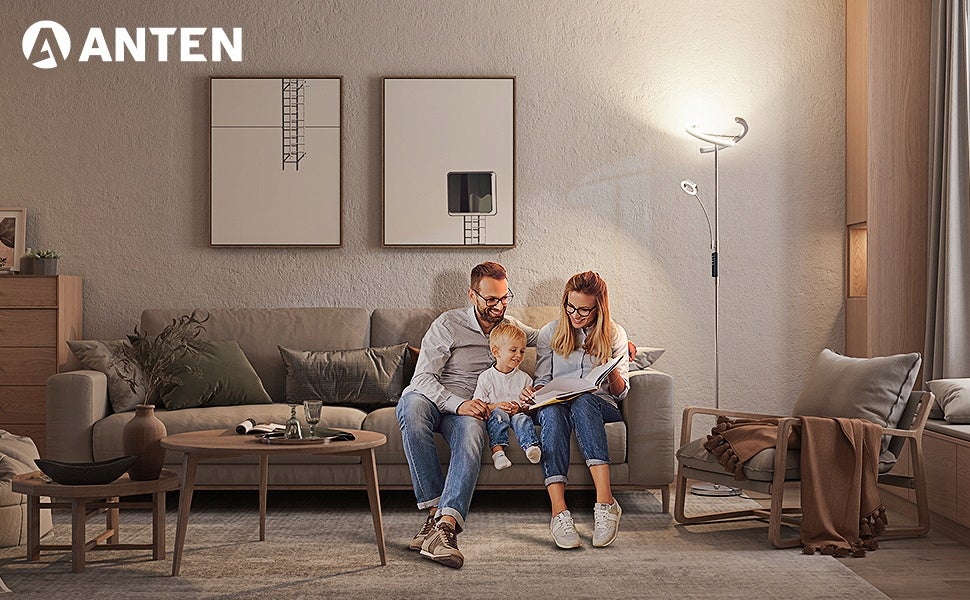 Lampadaire LED Anten Dimmable 4 Températures de Couleur 20W+7W Lampe de Lecture Flexible7W Rotatif Avec Adsorption Télécommande Design Moderne Nickel - 2