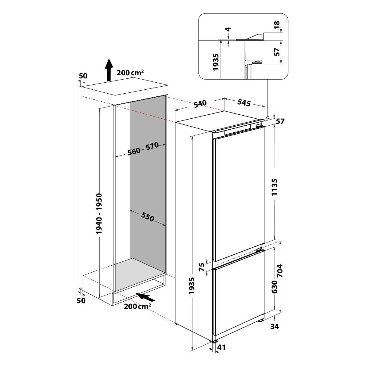 Réfrigérateur combiné encastrable WHIRLPOOL WHC20D021B2 6ème Sens 193cm - 6
