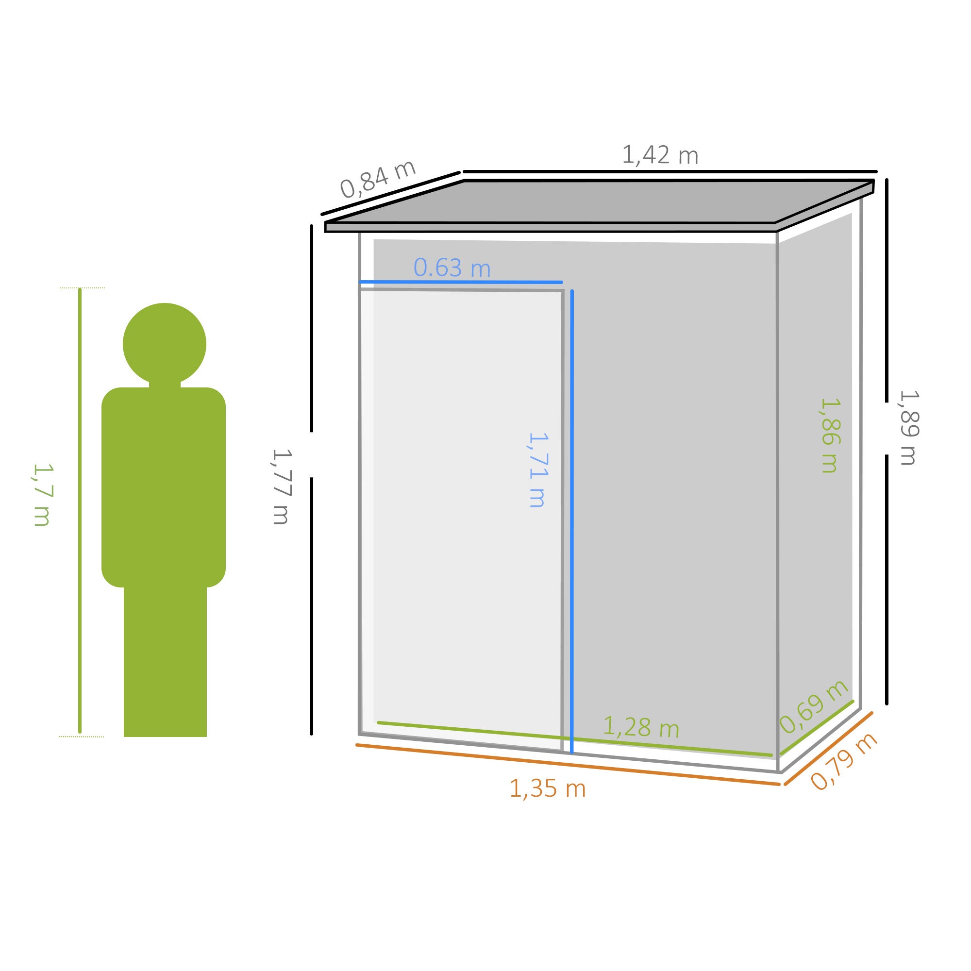 Caseta jardín 1,34 m² con cerradura Outsunny 161,5x94,5x196 cm marrón - 3
