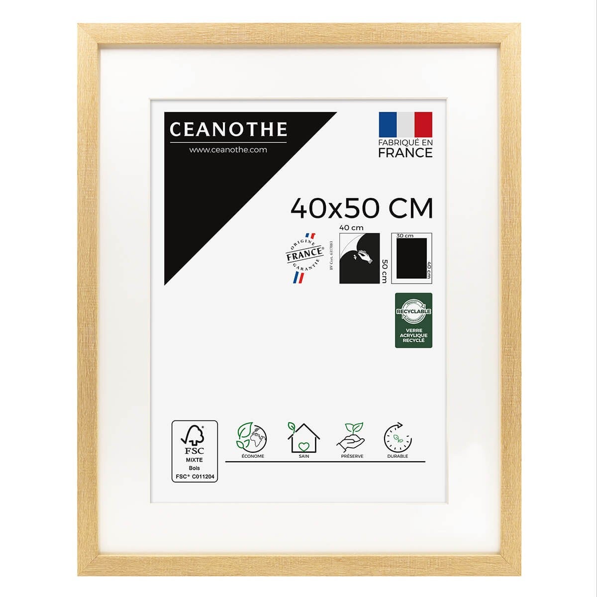 Cadre photo 40x50 cm Milan brut avec passe-partout 30x40 cm | Leroy Merlin