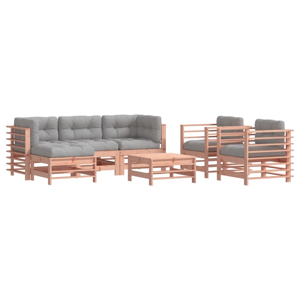 Salon bas de jardin en Bois Marron 7 personnes - 2