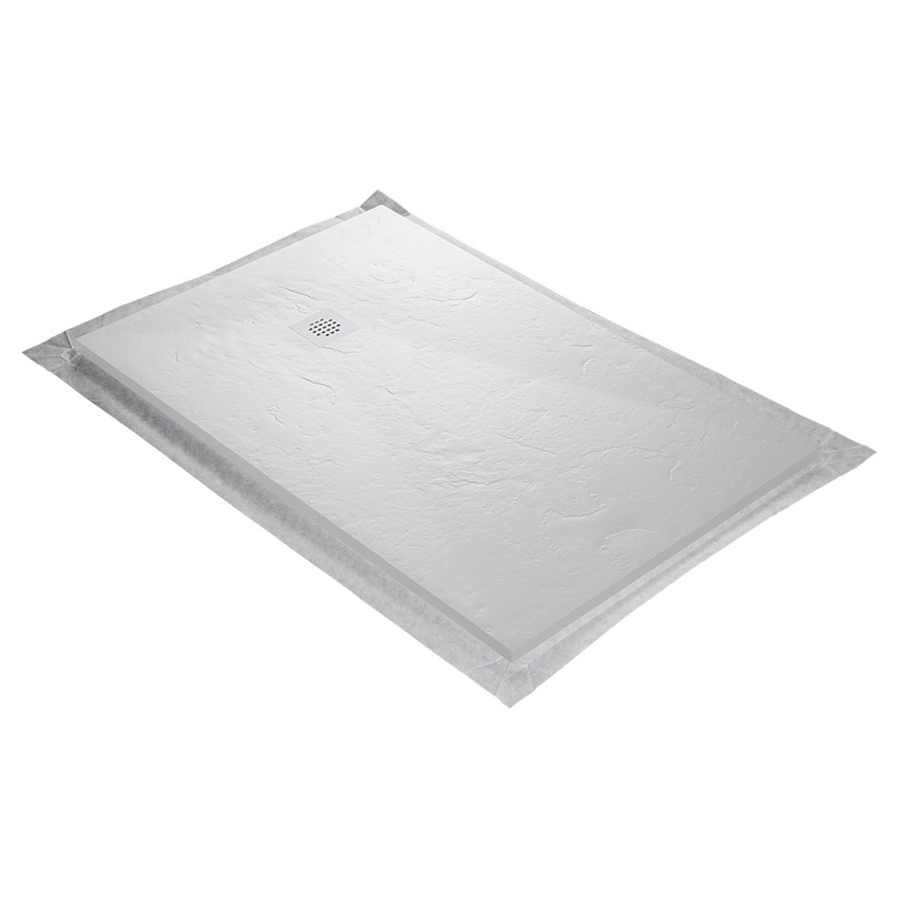 Receveur résine 120 x 80 cm blanc effet ardoise - grille carrée excentrée - 2