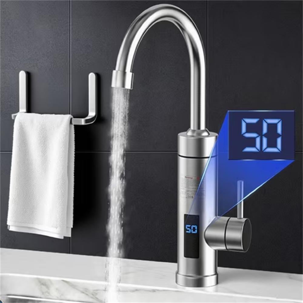 Elektryczny kran z podgrzewaniem LED, regulowana temperatura, ultraszybkie ogrzewanie, obrót o 360°, stal nierdzewna 304