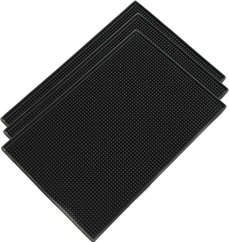 3 sztuki czarnych mat barowych, mata do osuszania szkła, mata do mieszania i serwowania koktajli, do blatu 45x30 cm