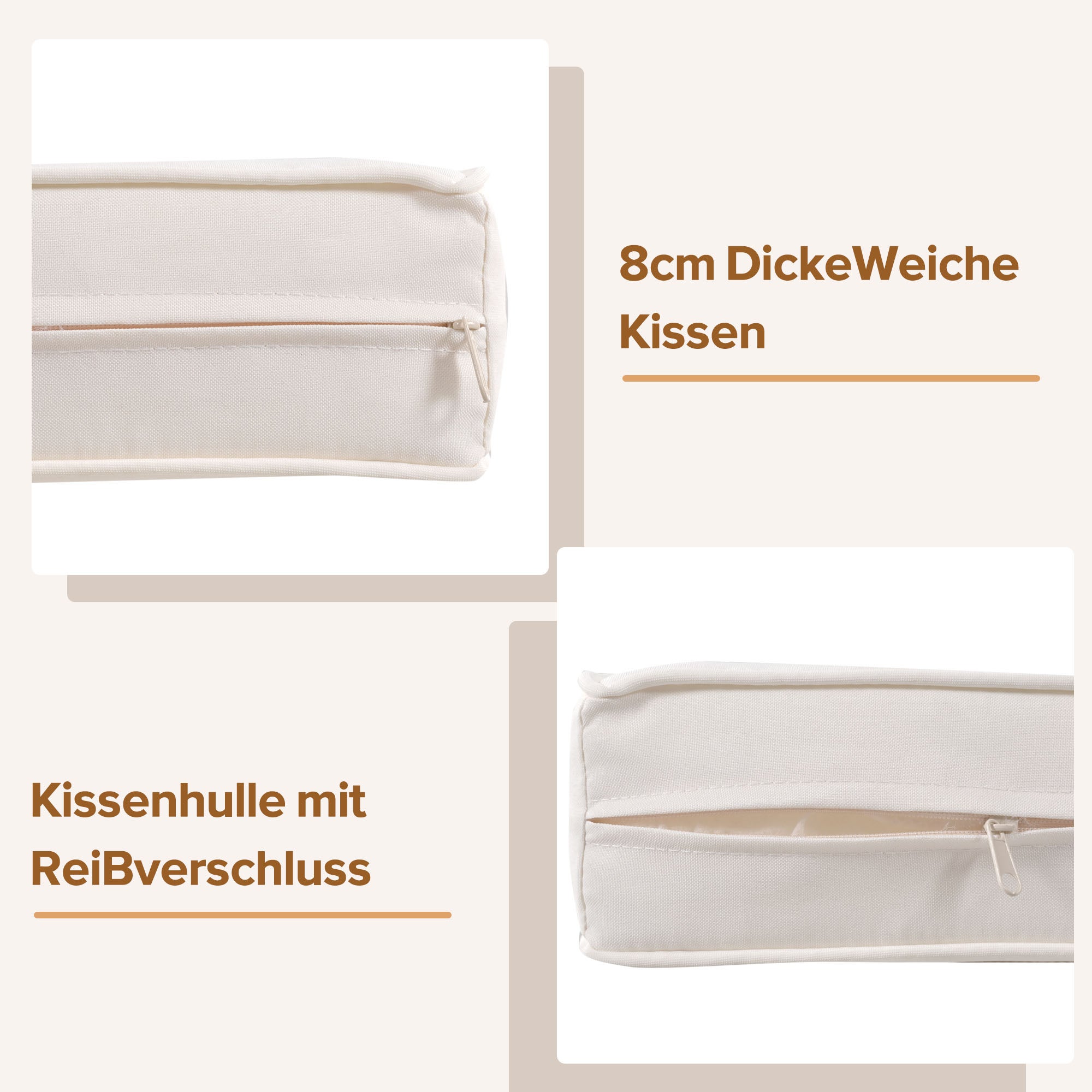 Salon bas de jardin en fer Beige 6 personnes - 6