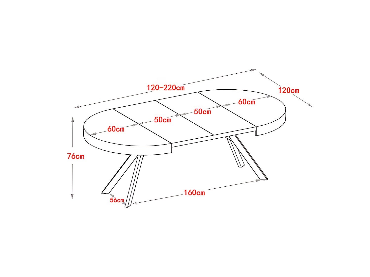 Tavolo da pranzo allungabile da 4 a 8 coperti in MDF e Acciaio Naturale e Nero KOMONI - 8