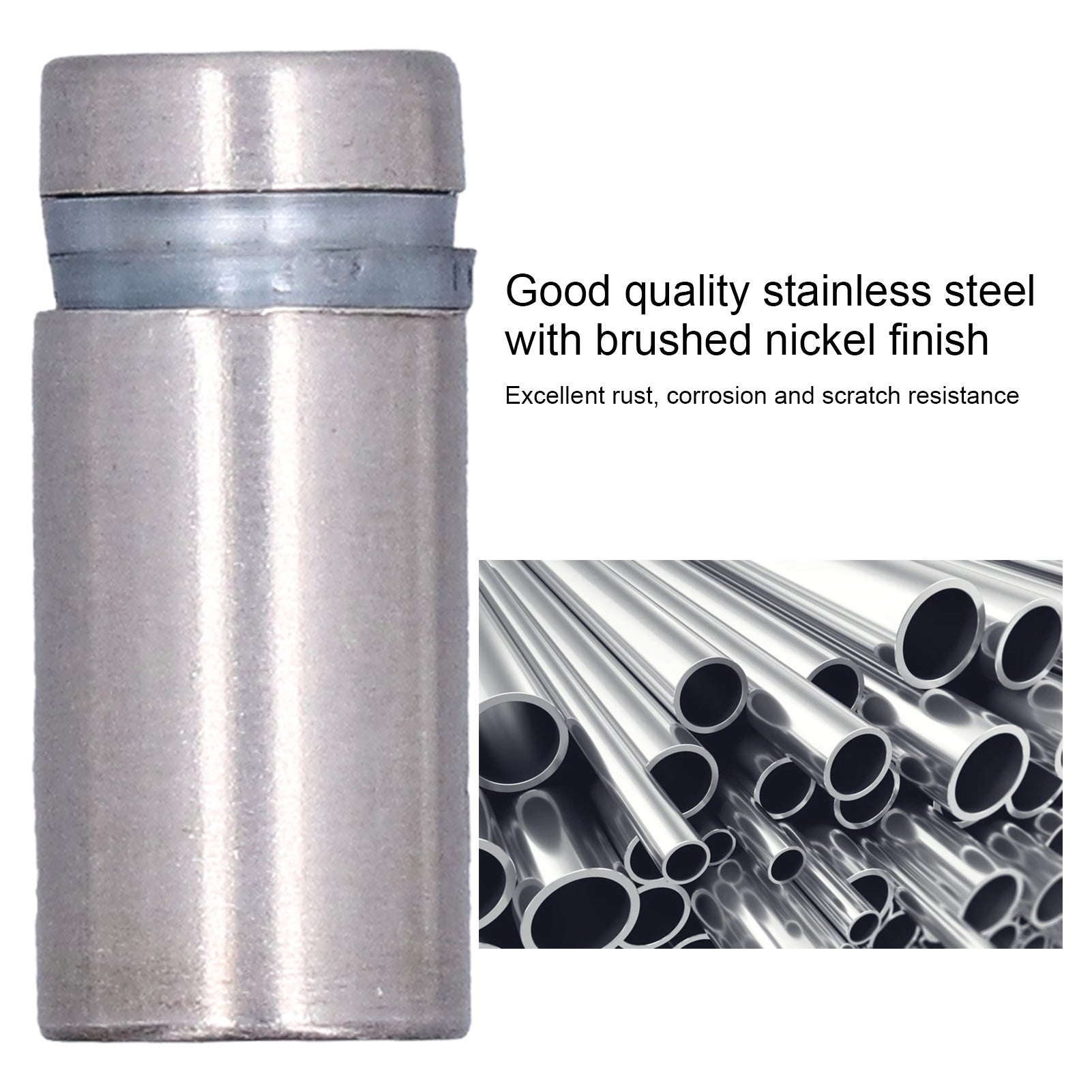 12 entretoises murales inox brossé 1/2″×1″, fixations pour panneaux acryliques - 4