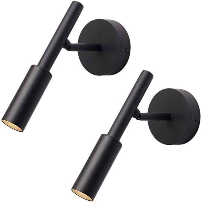 Zestaw 2 lampek ściennych LED - Lampki nocne do użytku wewnętrznego - Obrotowe lampki do czytania - Czarne