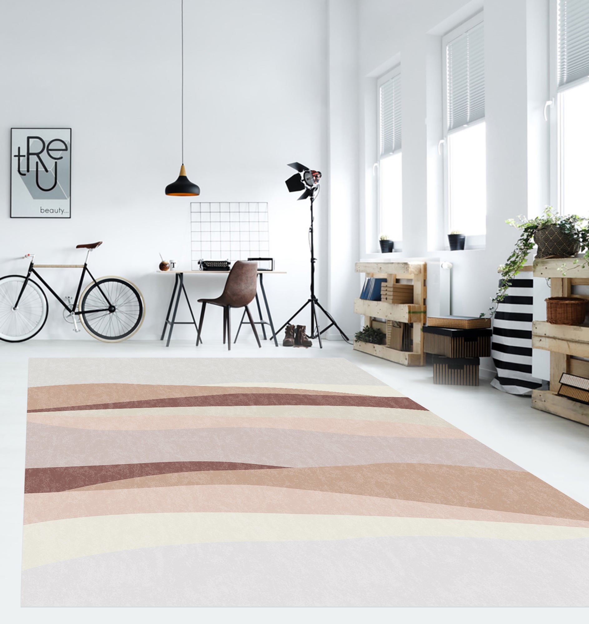 Alfombra de vinilo, kamikochi 200x266 cm - pvc antideslizante, lisa impresa, vinilica para cocina o salón, lavable