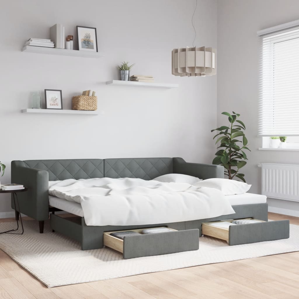 Maison exclusive - sofá cama nido con cajones tela gris oscuro 90x200 cm