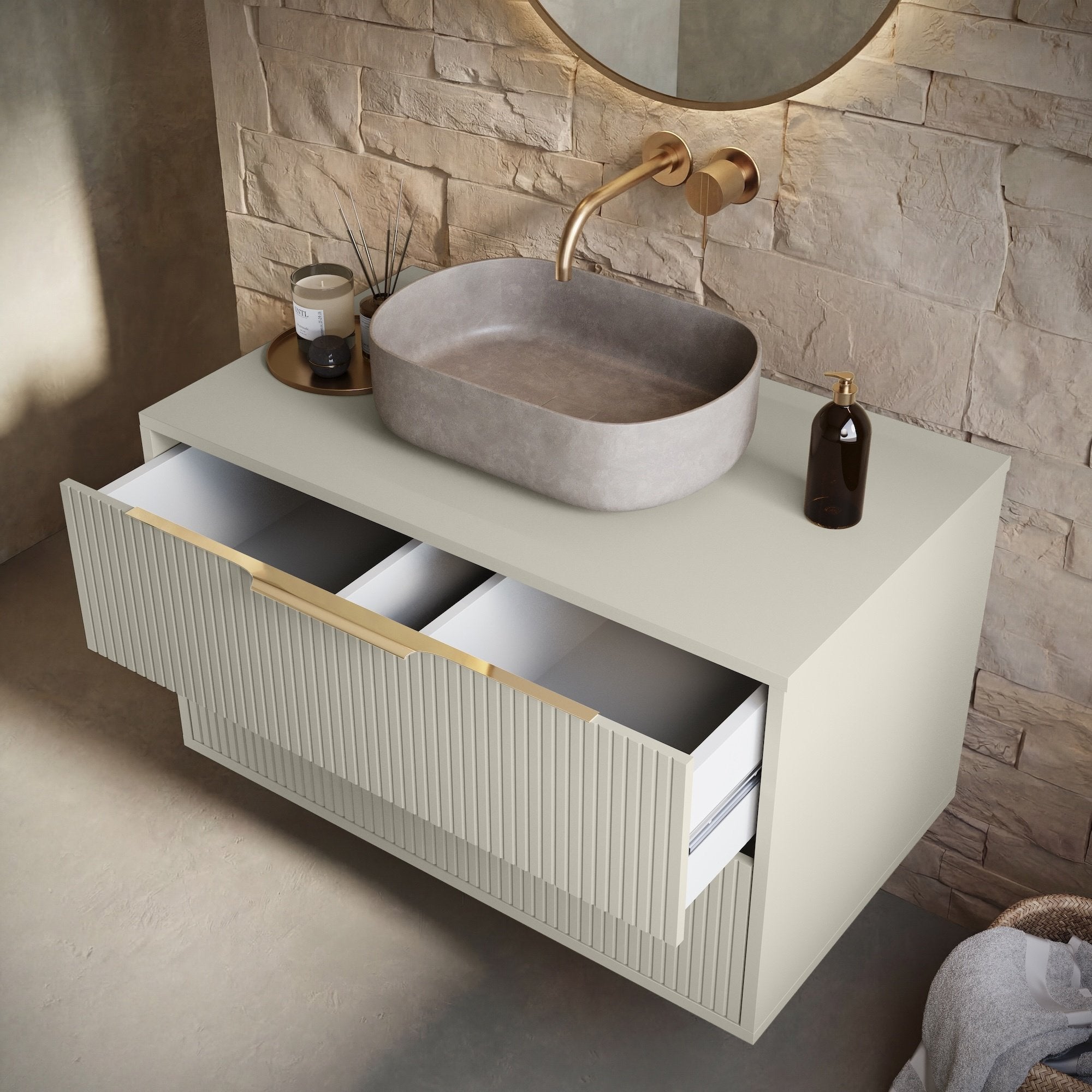 Meuble sous-vasque Rimini 80 cm - Cashmere - Meuble avec tiroirs - 4