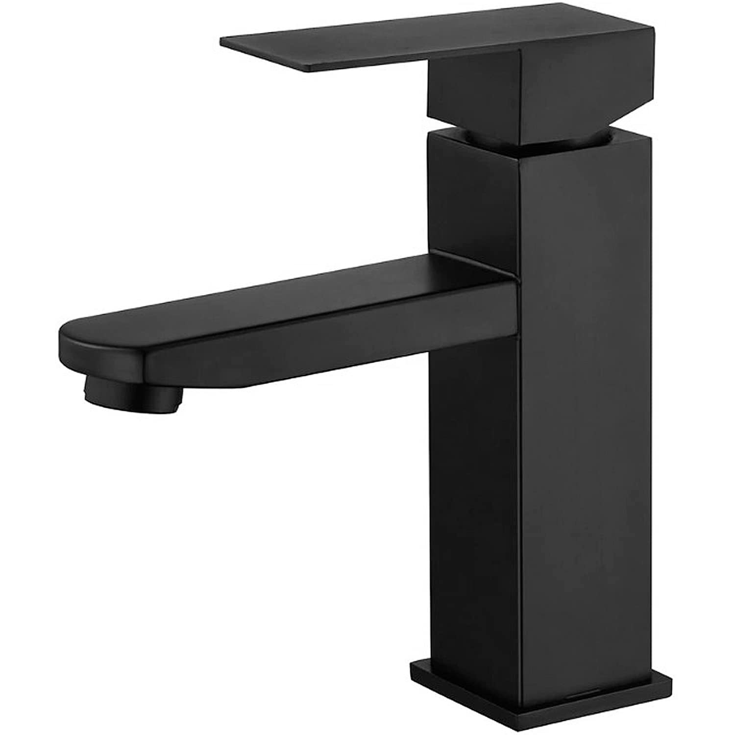 Robinet Lavabo Haut Noir Mat - Mitigeur Salle De Bain Acier Inoxydable Levier Unique Avec Tuyaux