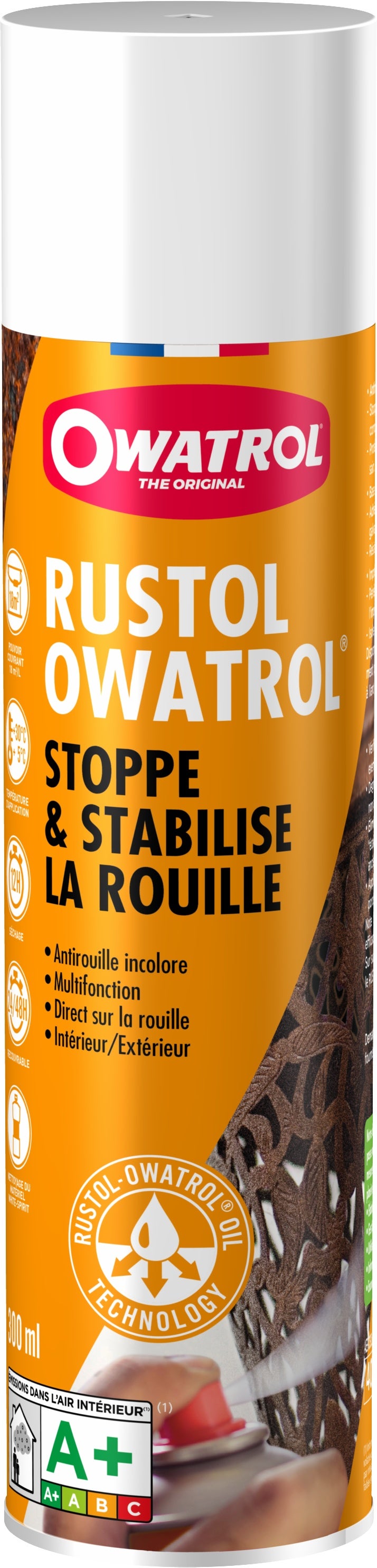 Spray antykorozyjny Owatrol Rustol trwała ochrona bezbarwne wykończenie 300ml