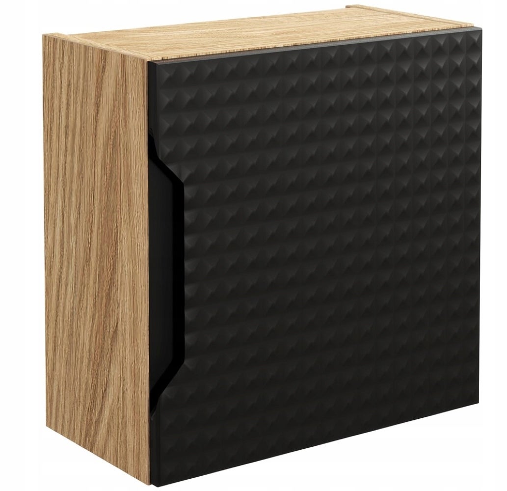 Szafka łazienkowa LUXOR 35 cm czarna dąb olejowany front 3D MDF wisząca