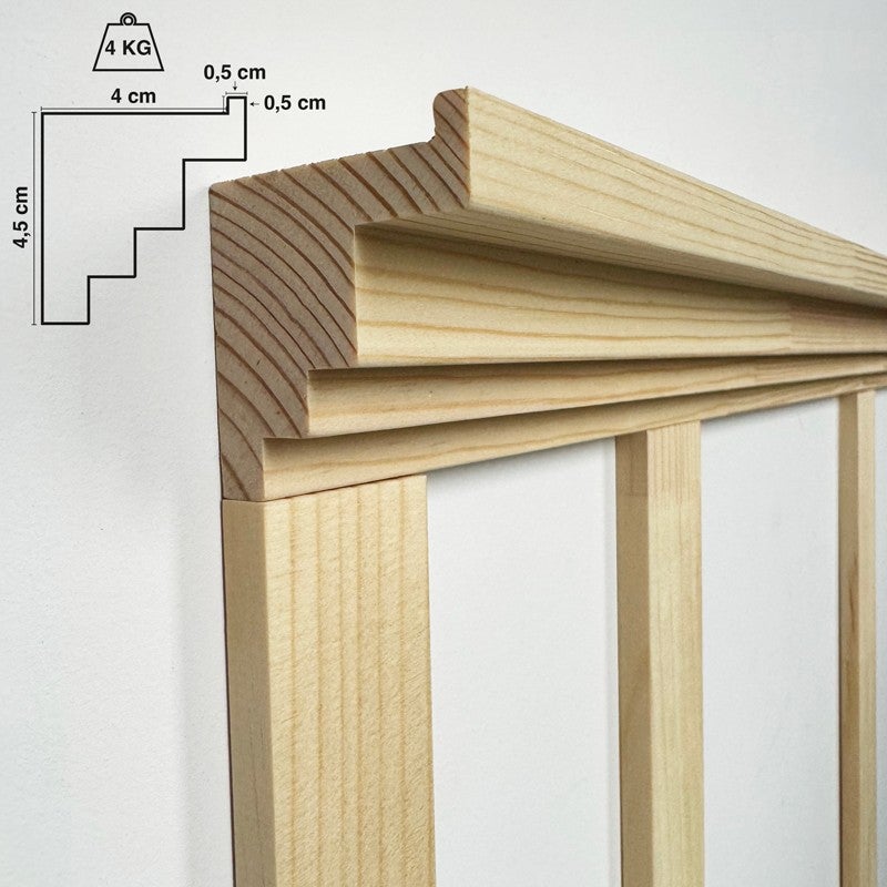 Moulures murales pour étagère en bois en kit - Pin massif sylvestre abouté - Alba - Prêt à coller et peindre - Fabrication française - 3