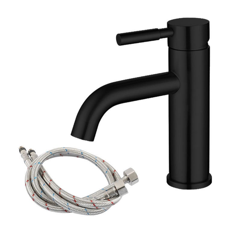 Nowoczesna bateria łazienkowa z jednym otworem i jednym uchwytem, matowa czerń, komercyjna bateria umywalkowa ze stali nierdzewnej