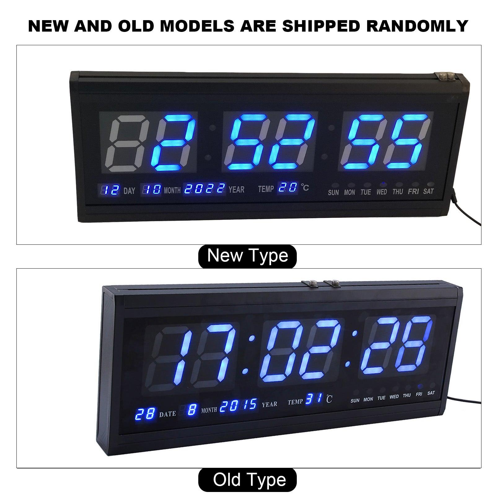 Reloj de pared digital LED moderno y grande con fecha y