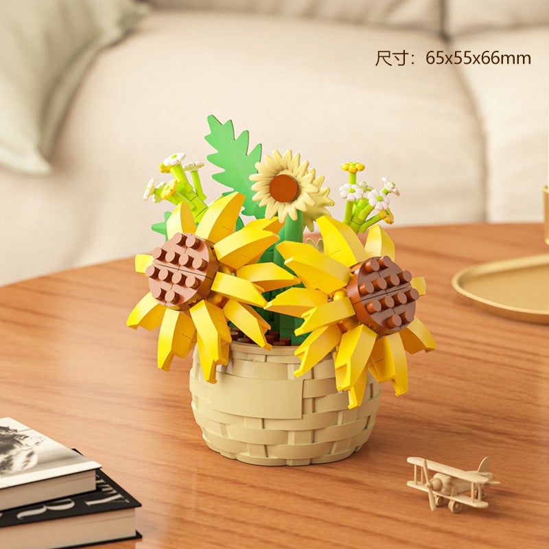 Ensemble de blocs de construction miniatures pour jeunes adultes, mini fleurs artificielles, blocs de construction adaptés aux anniversaires et a - 3