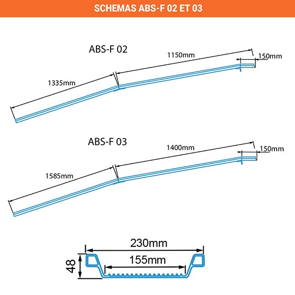 Rampe de chargement pliable - Longueur 1985mm / Largeur int. 155mm - Hauteur à franchir de 520mm - Vendue à l'unité - ABS-F01 - 3