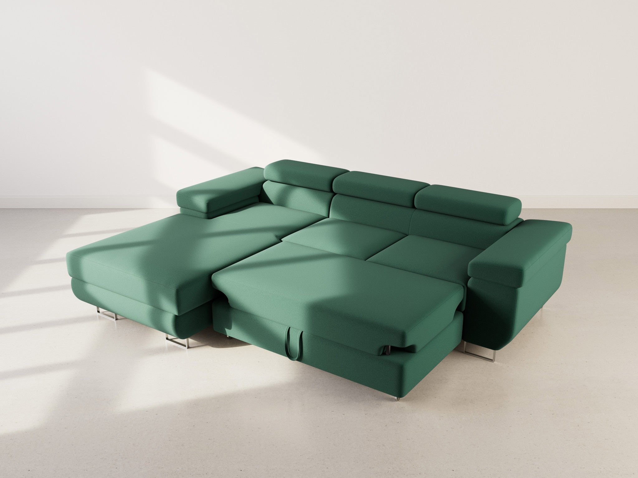 Canapé d'angle gauche convertible 6 places en velours vert - PABLO - Best Mobilier - 2