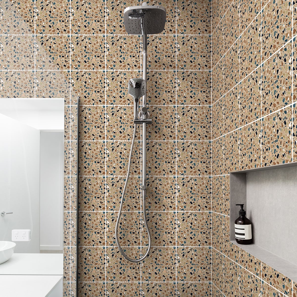 60 vinilos baldosas de cemento terrazzo diego - adhesivo de pared - revestimiento sticker mural decorativo - 60stickers20x20cm