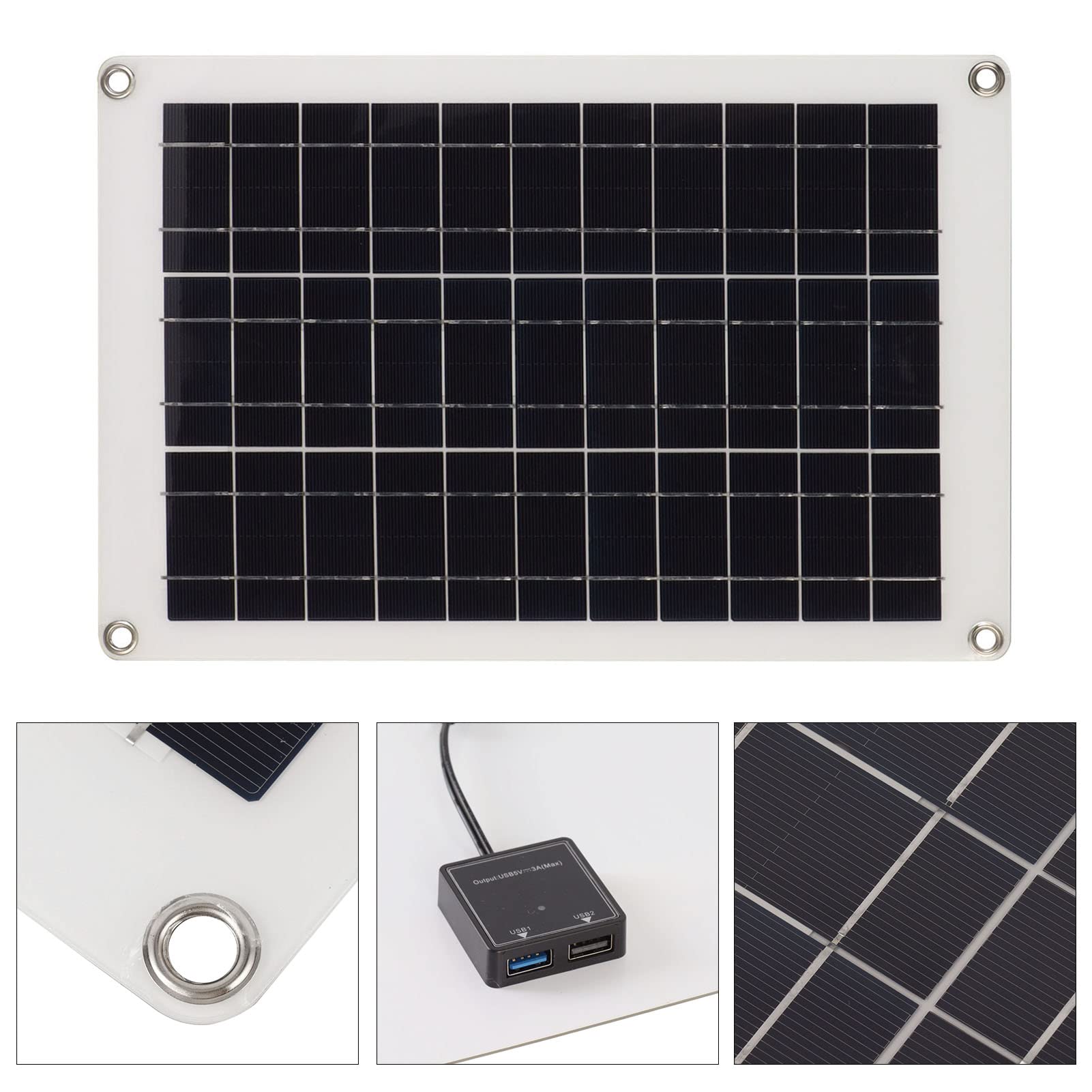 Kit pannello solare policristallino da 20 W Pannello di ricarica efficiente con doppia interfaccia USB per uso esterno - 6