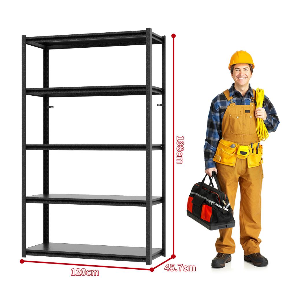 Étagère lourde H198cm – Étagère en métal 650kg de capacité, réglable en hauteur pour garage, atelier et cave, noire - 3