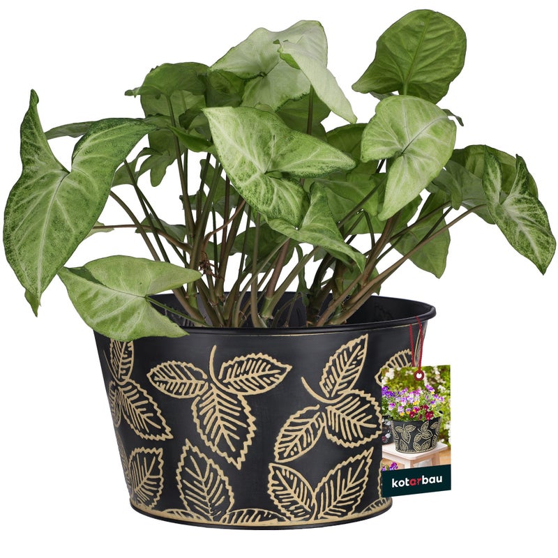 Doniczka donica stalowa osłonka okrągła na kwiaty rośliny zioła kuchni domu - KOTARBAU