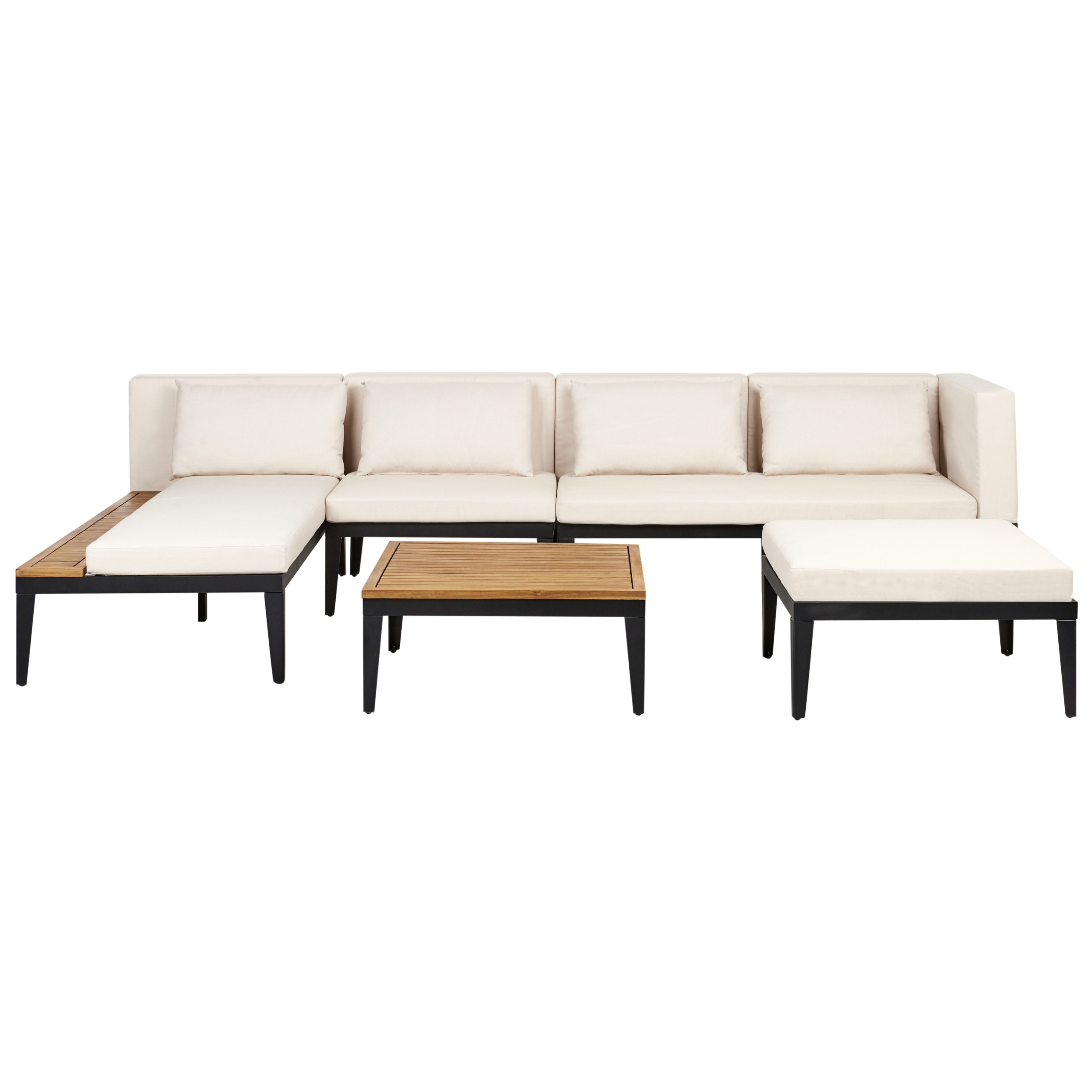 Set lounge pentru grădină cu otoman cu 4 locuri BRACCIANO Dreapta Bej deschis Lemn de acacia certificat