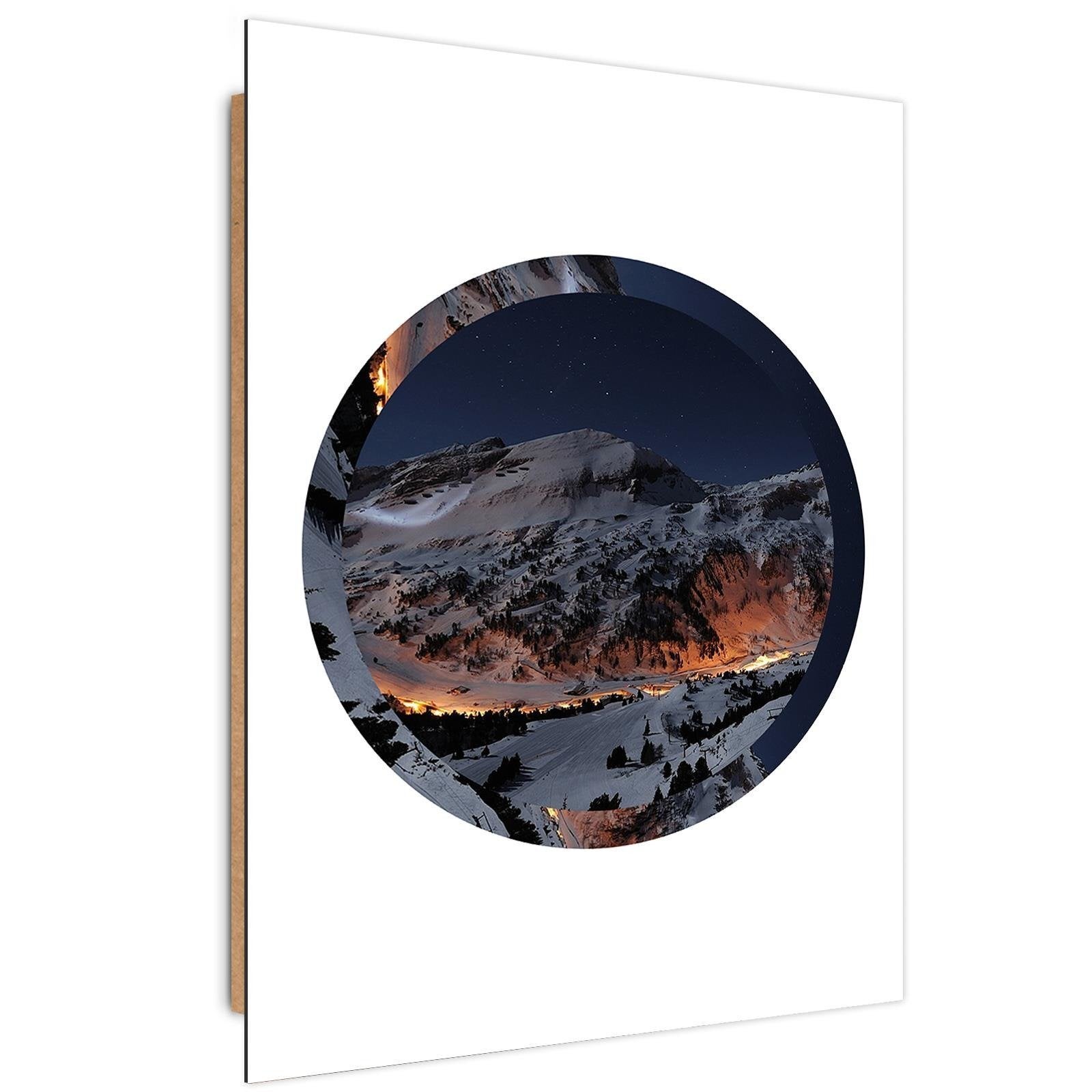 Tableau Mural Bois Montagnes 3D - Déco Alpiniste - Panneau à Coller - Fabriqué En Allemagne