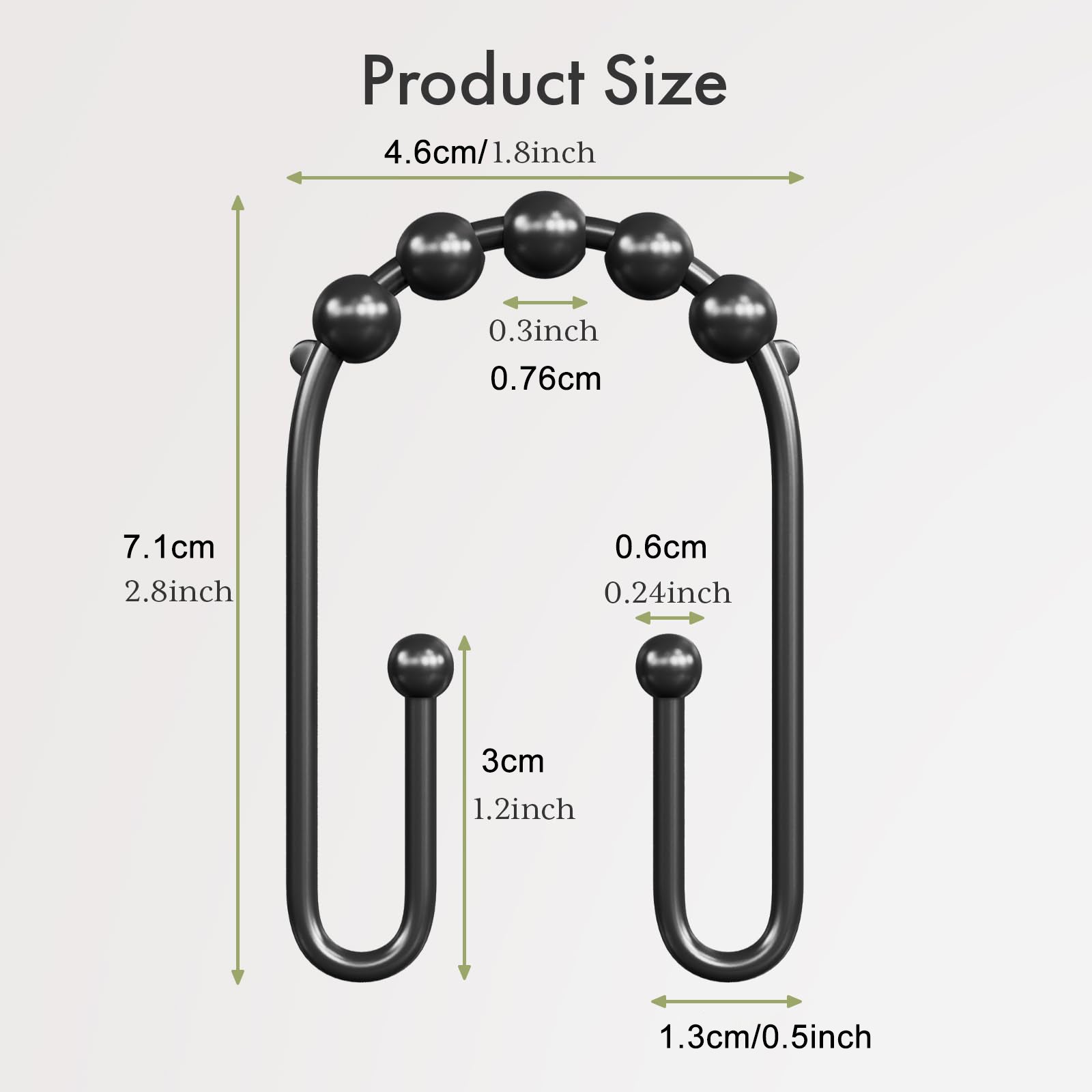 12 ganci per tenda da doccia, ganci in metallo per tenda da bagno bifacciale, anelli per tende da doccia da bagno - 5