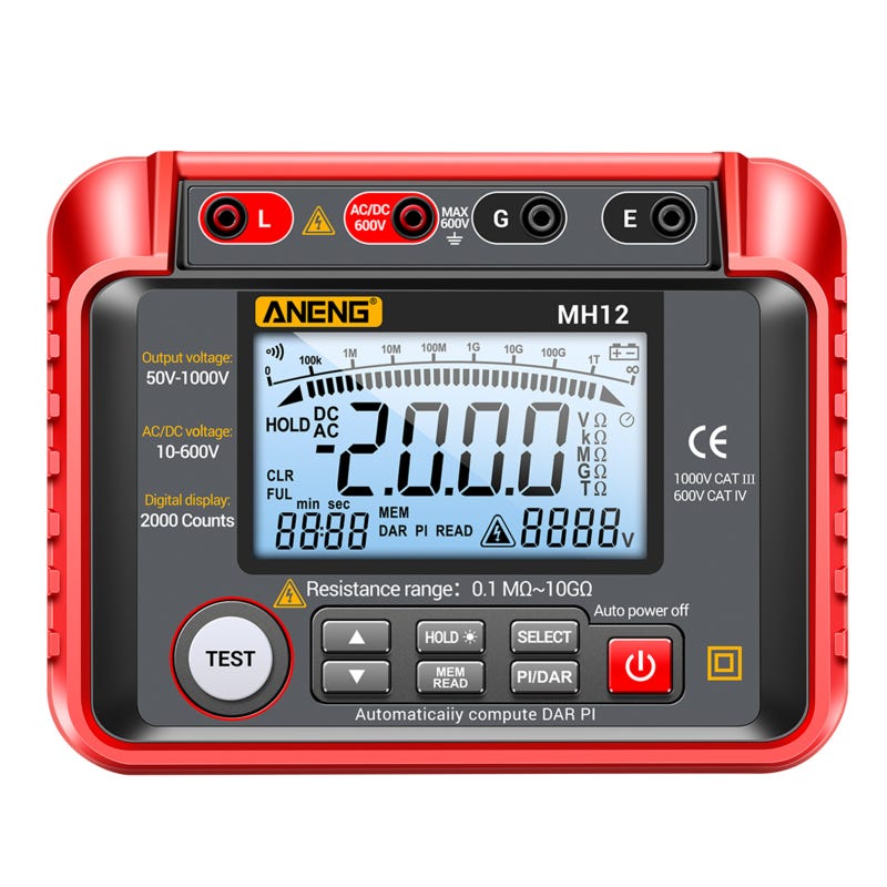 Tester Di Resistenza Interna HRM-10 Con Display TFT A Colori – Misura 0-100V E 0-200Ω, Con Sonde Kelvin E Supporto Batteria