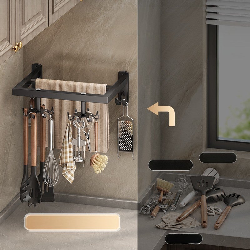 Porte-ustensiles Rotatif Adhésif - Support Sans Perçage Pour Cuisine - 360° - Pour Cuillères, Spatules