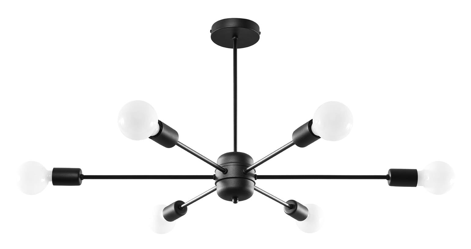Lampa wisząca Lango czarna 6xE27x60W wym: 46 x 66 x 86 cm metal Sollux Lighting