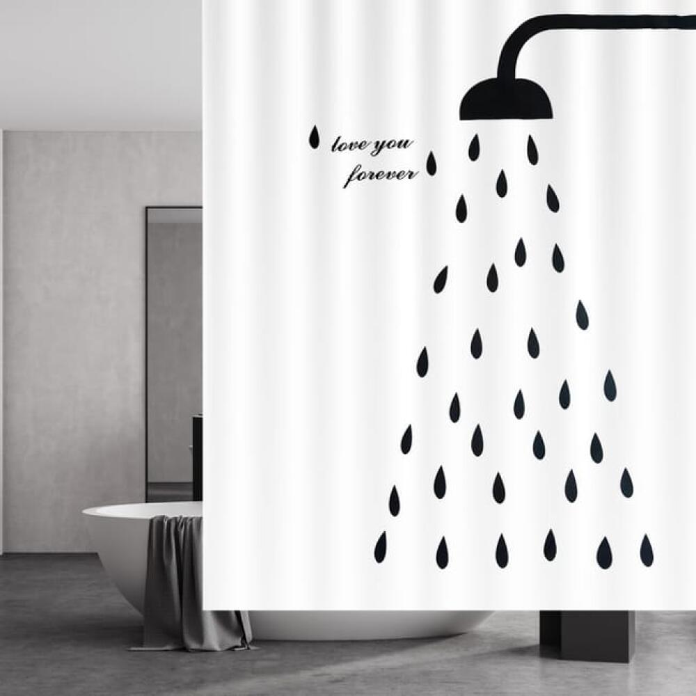 Wodoodporna, zmywalna i odporna na pleśń zasłona prysznicowa z poliestru o wymiarach 120 x 200 cm, z 12 kółkami do zawieszania.