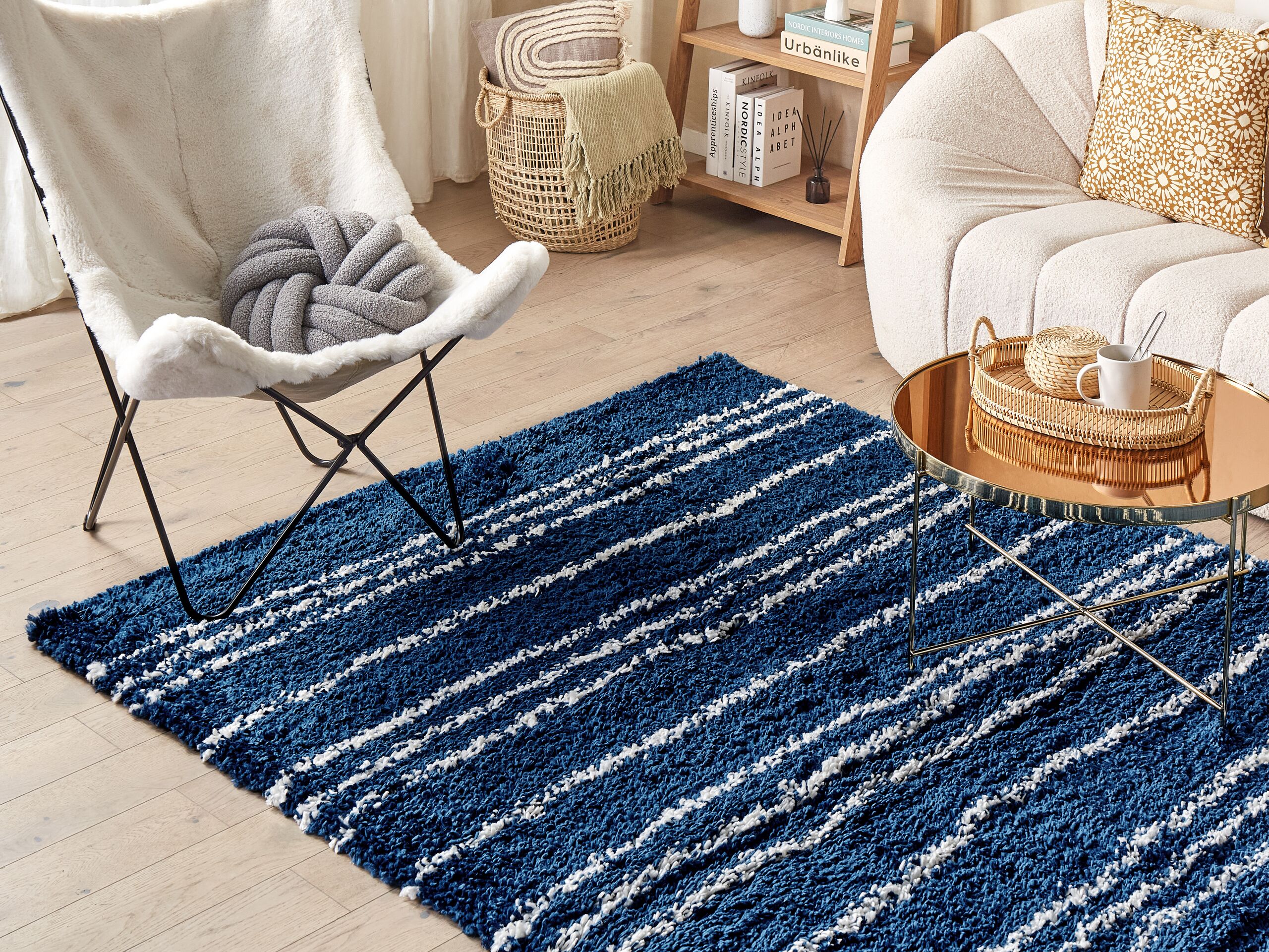 Beliani Alfombra azul/blanco 160 x 230 cm TASHIR | Leroy Merlin