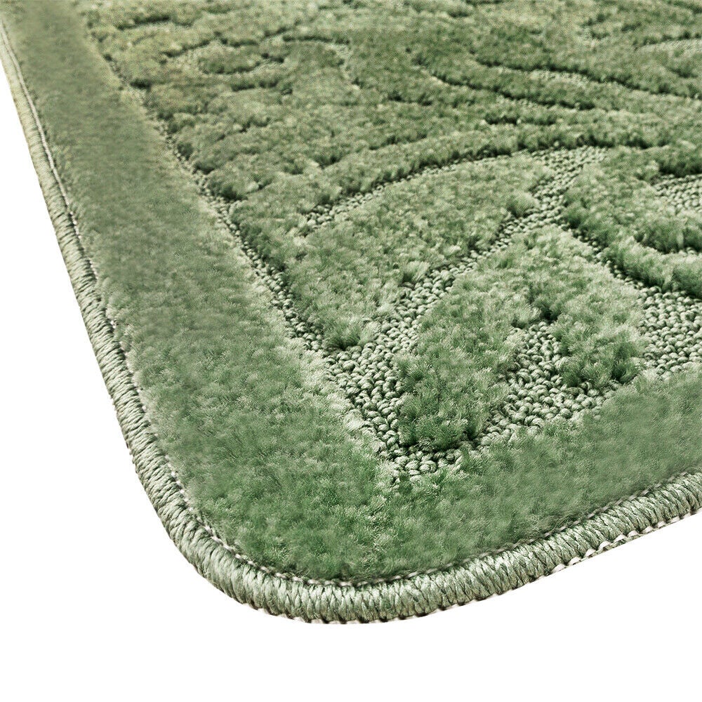 Tapis de Bain 50x110 Cm Tapis de Douche Doux Lavable Absorbant Baroque Damassé Vert - 3