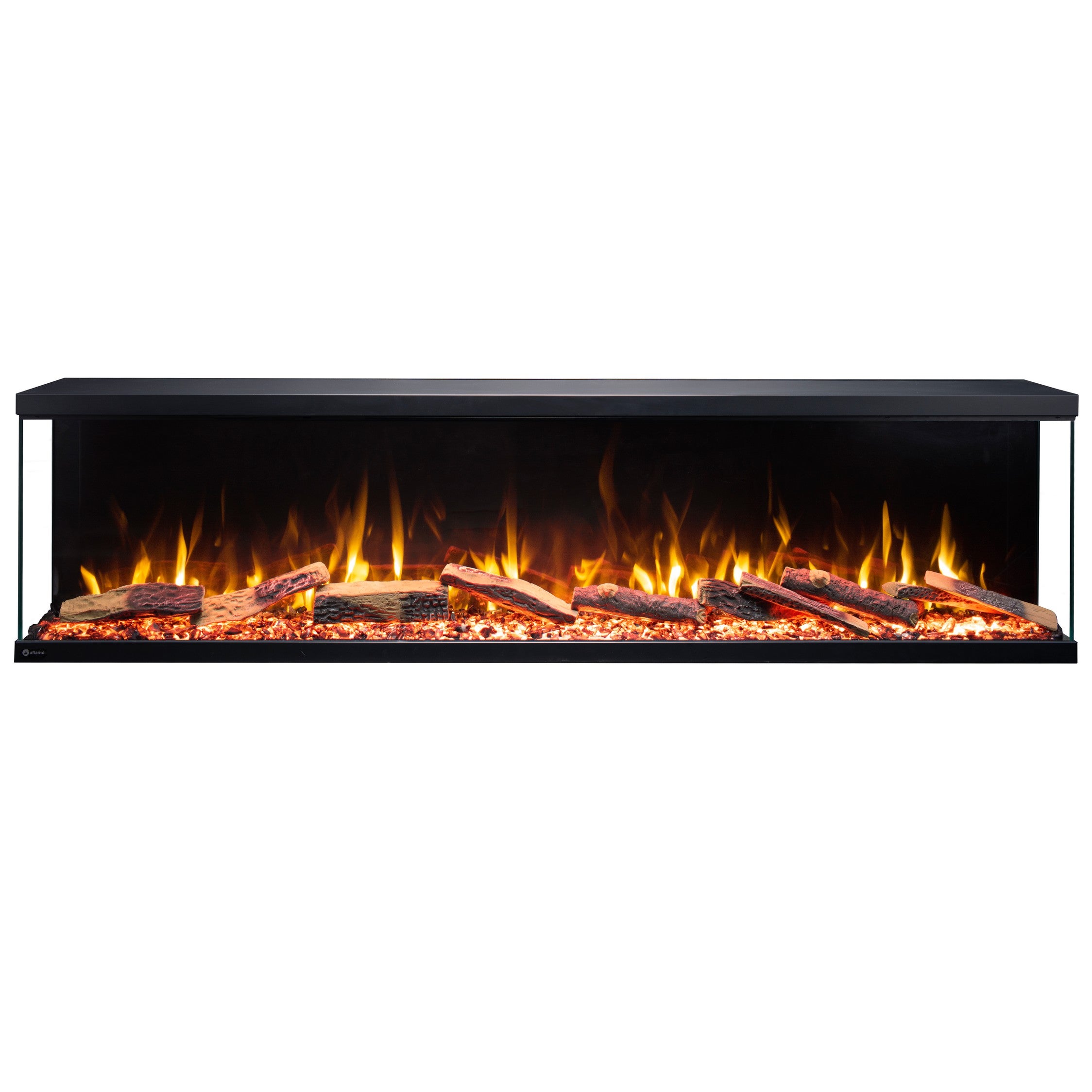 Trójstronny kominek elektryczny AFLAMO Unique 120 NH - ogień premium - na ścianę i do zabudowy - 120x46x23 cm - dekoracyjny kominek LED bez grzania - 2