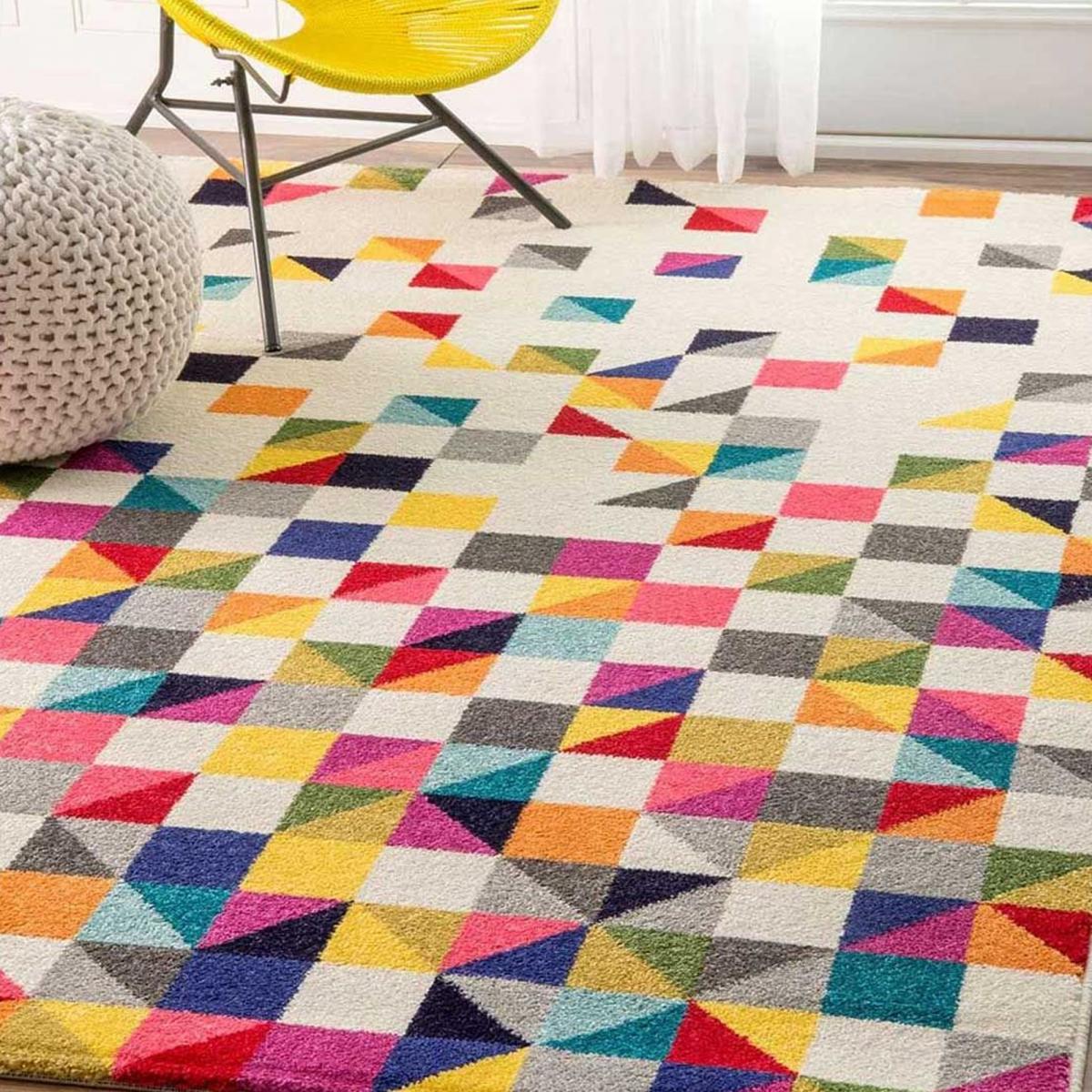 tapis salon 160x230 tissé multicolore rectangle motif géométrique LYN6 BOUTIK - 2