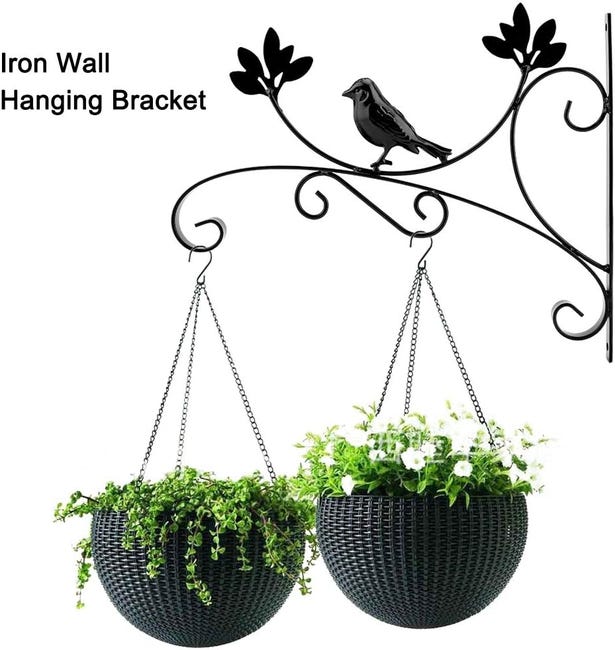 2 Ganchos De Pared Para Colgar Cestas De Plantas - Hierro, Blanco, Resistente Para Exterior E Interior