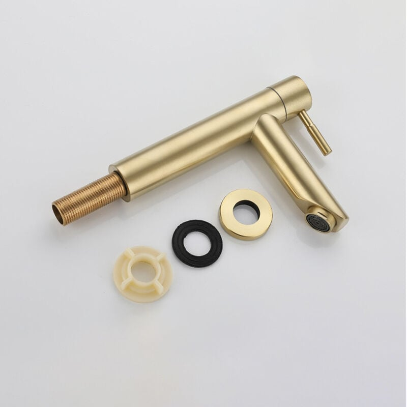 Robinet de lavabo de salle de bain couleur or (eau froide uniquement), en acier inoxydable au toucher lisse.(Tuyau de robinet non inclus) - 4