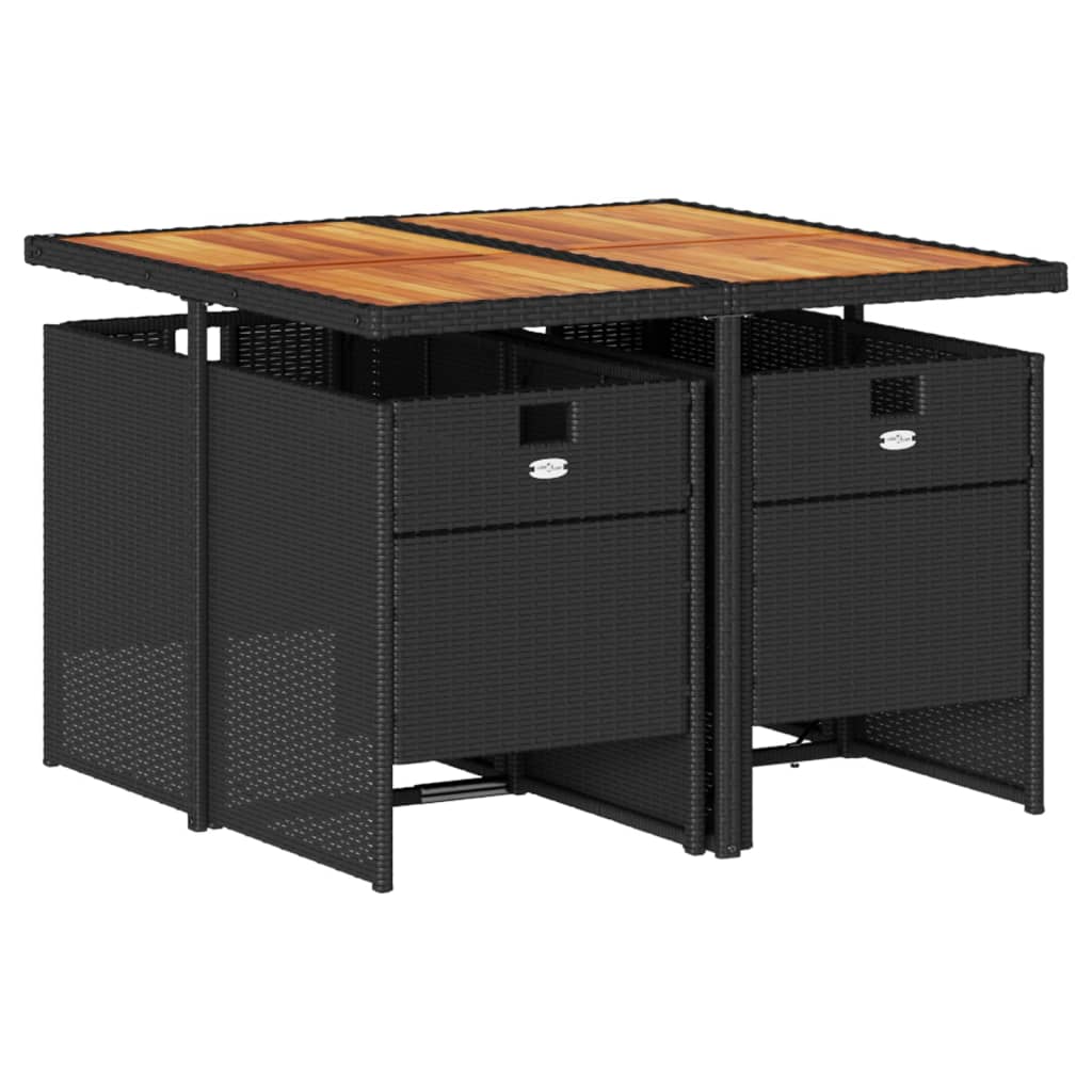 Set de muebles jardín 5 piezas con cojines ratán sintético negro - 3