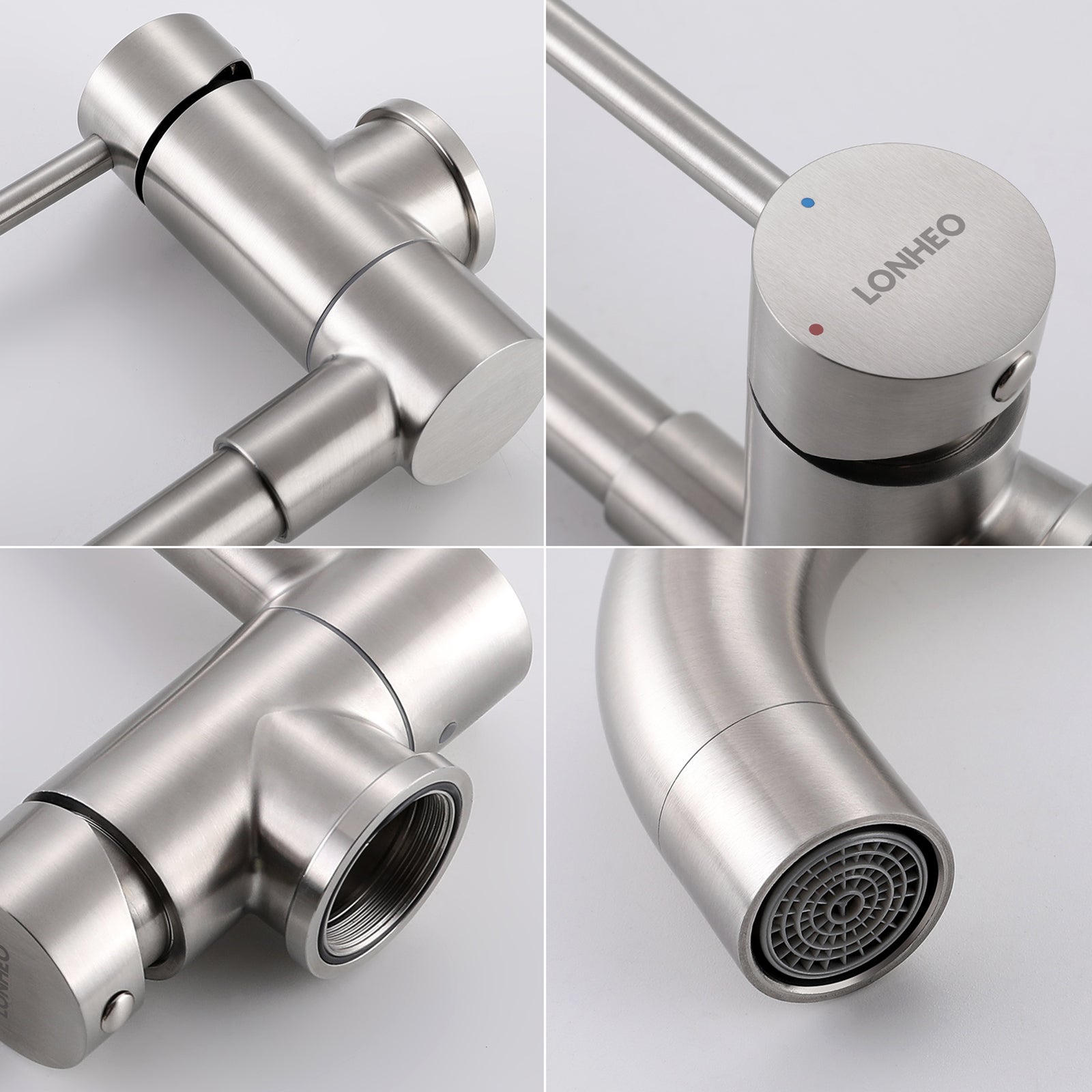 Mitigeur de Cuisine Rabattable, Pivotant à 360°,Robinet de Cuisine avec Poignée Pliable Contre Fenêtre, Robinet Mitigeur Evier Acier Inox 304 - 3