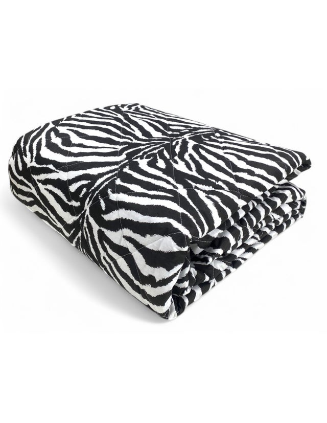 COUVRE-LIT MATELASSÉ ZEBRA BLANC NOIR SIMPLE 1 CARRÉ