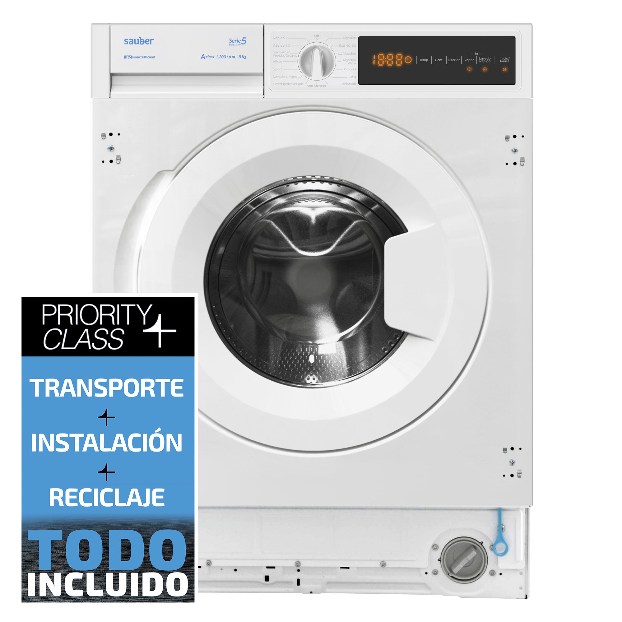 Lavadora integrable Sauber Serie 5-BI8123 V 8 kg 1200 rpm clase A blanca - Imagen 2