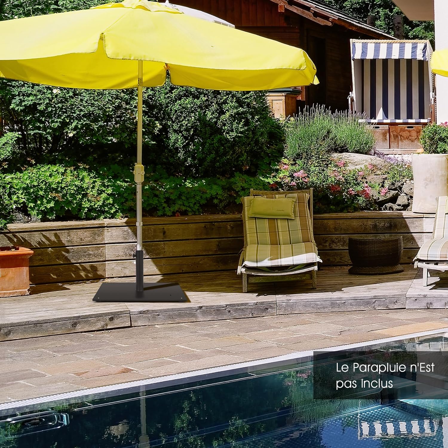 Pied de Parasol Lourd 50x50cm 16kg, Socle Parasol Extérieur Carré - 2
