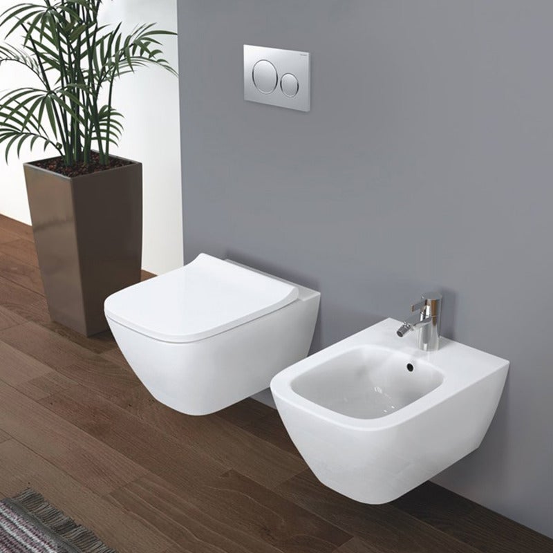Smyle Square WC suspendu Rimfree avec fixations invisibles, caréné, avec abattant softclose slim (500.683.00.2) - 2