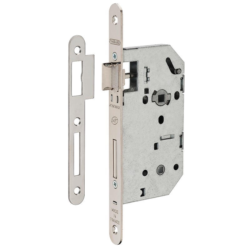 Serrure à larder NF type Monomax axe à 50 mm condamnation têtière laitonnée avec gâche - 2