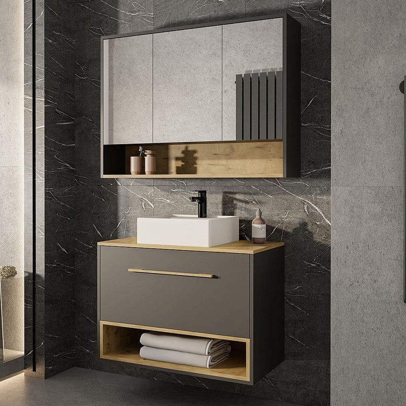 Szafka łazienkowa wisząca antracytowa - 80 cm - YANGRA