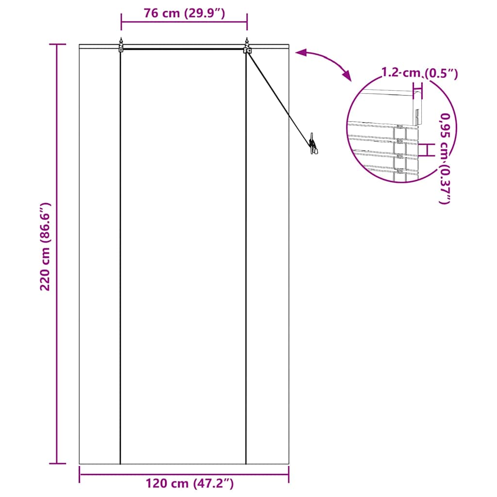 Roleta z zasłonami Brązowy 120 x 220 cm Bambus vidaXL - 3